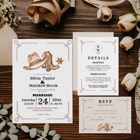 Western Wedding Rustic Cowboy Wedding Begleitkarte