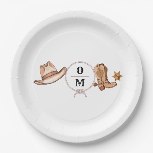 Western Wedding Rustic Cowboy Wedding Pappteller (Vorderseite)