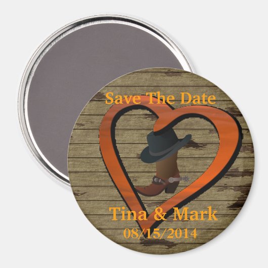 Western Wedding Save the DATE Magnet (Vorderseite/Rückseite)