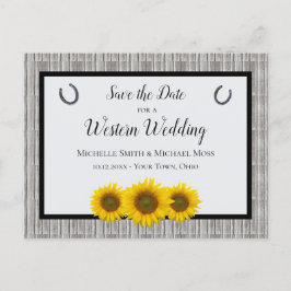 Western Wedding Sunflower Horseshoe Save the Date Ankündigungspostkarte