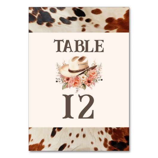 Western Wedding Tischnummer (Vorderseite)