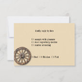 Western Wedding Twig Frames Wagon Wheel RSVP Karte (Rückseite)