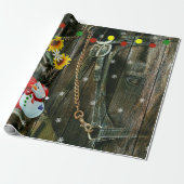 Western Weihnachten Frosty the Snowman and Horse Geschenkpapier (Ungerollt)