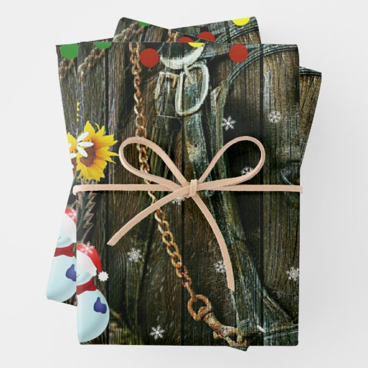 Western Weihnachten Frosty the Snowman and Horse Geschenkpapier Set (Beispiel)