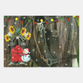 Western Weihnachten Frosty the Snowman and Horse Geschenkpapier Set (Vorderseite)