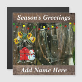 Western Weihnachten Frosty the Snowman and Horse Magnetkarte (Vorne/Hinten)