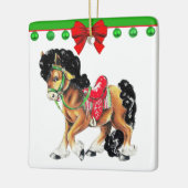 Western Weihnachten Kleines Pferdepony mit Sattel Keramikornament (Links)