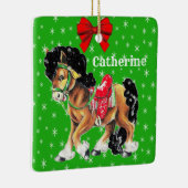 Western Weihnachten Kleines Pferdepony mit Sattel Keramikornament (Rechts)