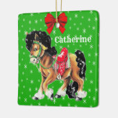 Western Weihnachten Kleines Pferdepony mit Sattel Keramikornament (Links)