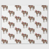 Western Weihnachten Red Cowboy Cowgirl Horse Geschenkpapier (Flach)