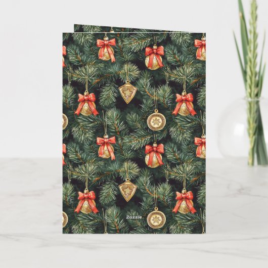 Western Weihnachten Red Cowboy Cowgirl Tree Orname Karte (Rückseite)