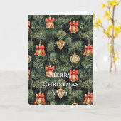 Western Weihnachten Red Cowboy Cowgirl Tree Orname Karte (Gelbe Blume)