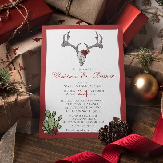 Western Weihnachts-Abendessen Rentier Antlers & Ca Einladung