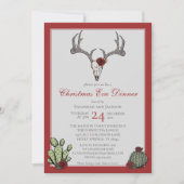 Western Weihnachts-Abendessen Rentier Antlers & Ca Einladung (Vorderseite)