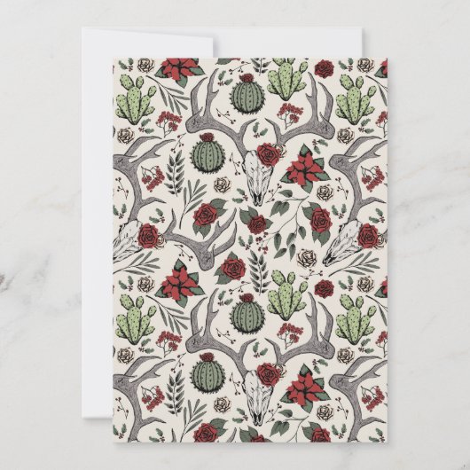 Western Weihnachts-Abendessen Rentier Antlers & Ca Einladung (Rückseite)