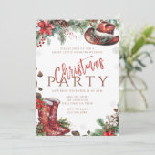 Western Weihnachts Country Boots Party Einladung (Stehend Vorderseite)