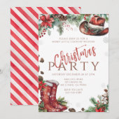 Western Weihnachts Country Boots Party Einladung (Vorne/Hinten)