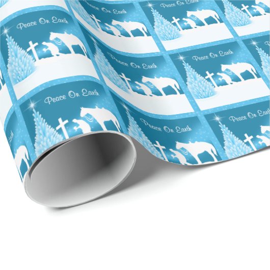 Western Weihnachts Cowboy Prachen Weltfrieden SM Geschenkpapier (Rolleneckpunkt)