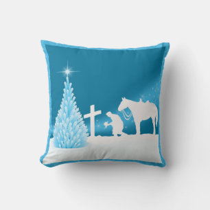 Western Weihnachts Cowboy Prachen Winterlandschaft Kissen