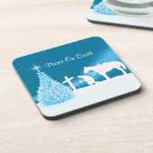 Western Weihnachts Cowboy Prachen Winterschneezene Untersetzer (Linke Seite)