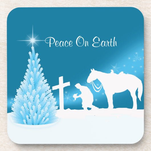 Western Weihnachts Cowboy Prachen Winterschneezene Untersetzer (Vorderseite)