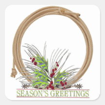 Western Weihnachts Cowboy Rope Wreath Stickers