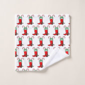 Western Weihnachts Cowboy Stiefel mit Candy Canes  Badhandtuch Set (Waschlappen)