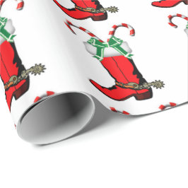 Western Weihnachts Cowboy Stiefel mit Candy Canes Geschenkpapier