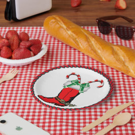 Western Weihnachts Cowboy Stiefel mit Süßspeisen Pappteller