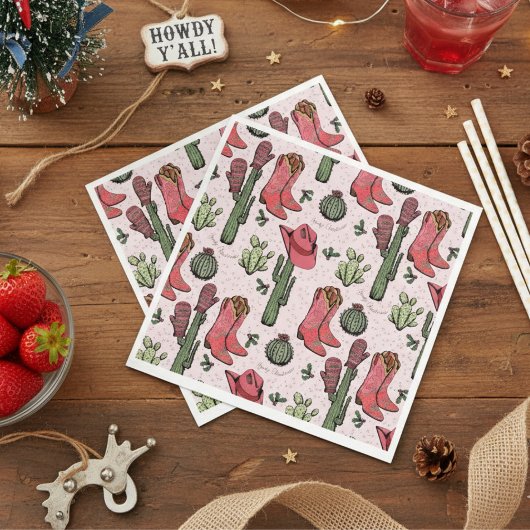 Western Weihnachts Cowgirl Boots Howdy Weihnachten Serviette