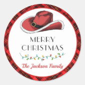 Western Weihnachts hat Dankeschön Klasse Runder Aufkleber (Vorderseite)