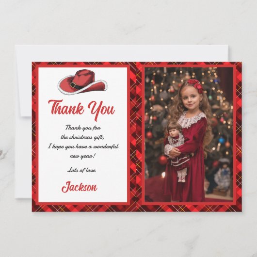 Western Weihnachts-Hat-Party Vielen Dank Einladung (Vorderseite)