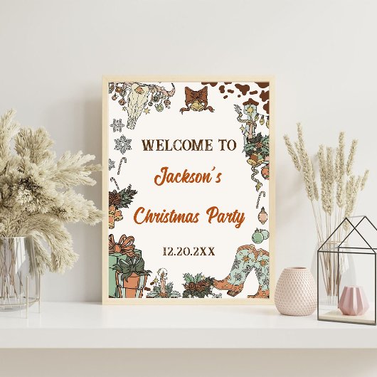 Western Weihnachts-Party Begrüßungszeichen Poster