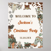 Western Weihnachts-Party Begrüßungszeichen Poster (Vorne)