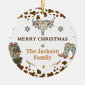 Western Weihnachts-Party Keramik Ornament (Vorne)