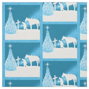 Western-Weihnachtscowboy-betendes Gewebe Stoff