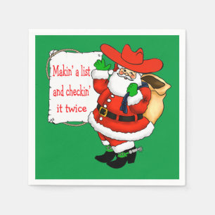 Western-Weihnachtscowboy Sankt mit Liste Serviette