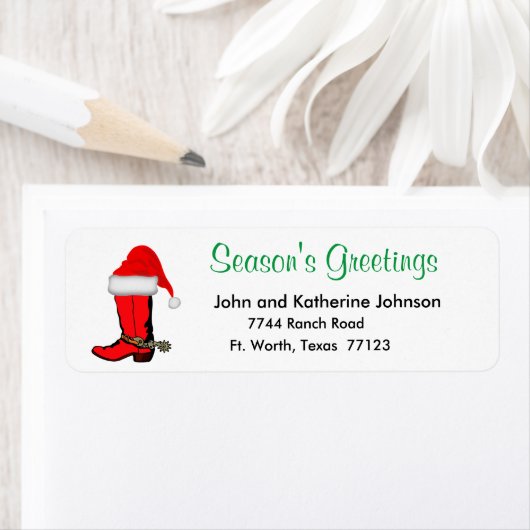 Western Weihnachtsjunge Boot mit Weihnachtsmannmüt (Insitu)