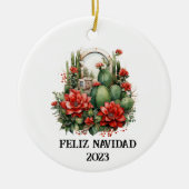 Western Weihnachtskaktus Keramik Ornament (Vorne)