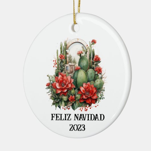 Western Weihnachtskaktus Keramik Ornament (Links)