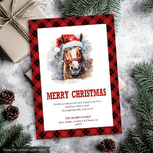 Western-Weihnachtskarte rustikaler Cowboy Karo Feiertagskarte