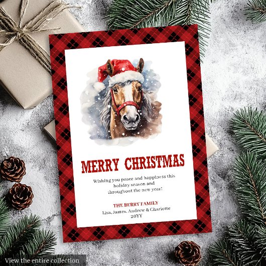 Western-Weihnachtskarte rustikaler Cowboy Karo Feiertagskarte