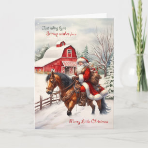 Western-Weihnachtsmann auf Pferd Feiertagskarte