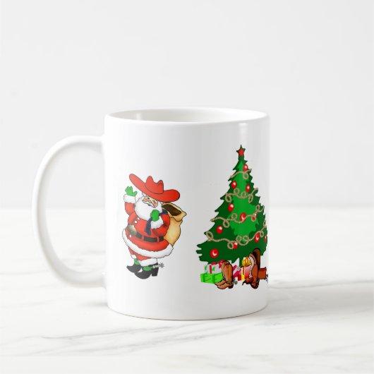 Western Weihnachtsmann und Baum Kaffeetasse (Links)