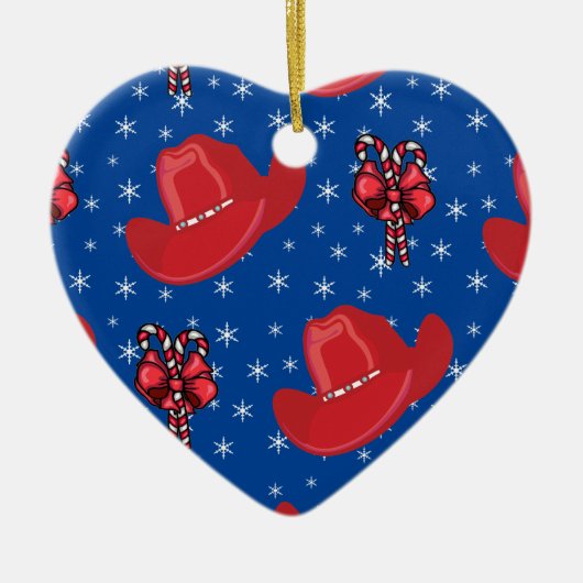 Western Weihnachtsmäntel und Bonbons Keramik Ornament (Vorne)