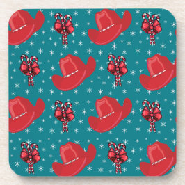 Western Weihnachtsmäntel und Bonbons Untersetzer