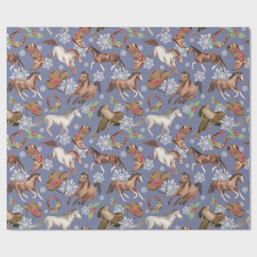 Western Weihnachtspferde Geschenkpapier (Flach)
