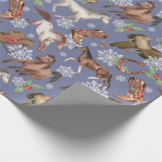 Western Weihnachtspferde Geschenkpapier (Ecke)