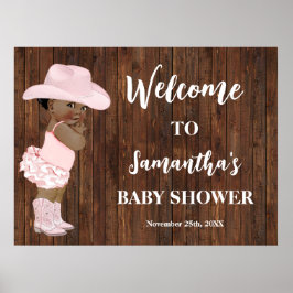 Western Welcome Little OM Cowgirl Baby Shower Po Poster