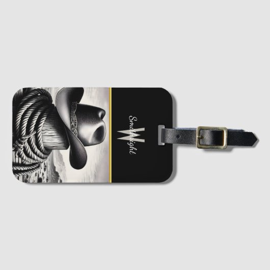 Western Whimsy: Cowboy Hat & Lasso Gepäckanhänger (Vorderseite (Horizontal))